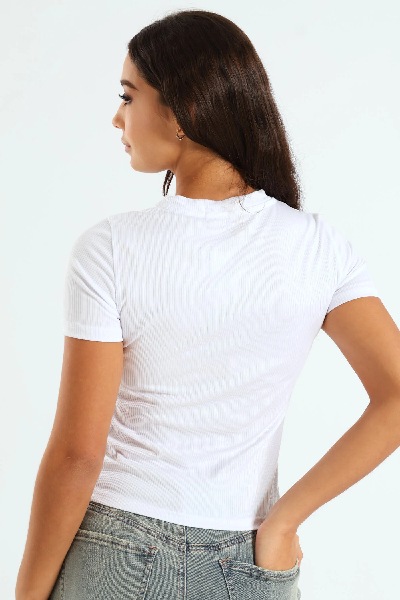Wide Ribb Tee - White - Image 2
