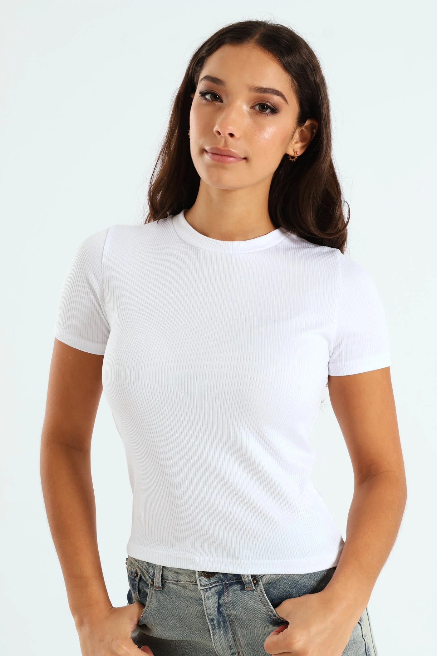 Wide Ribb Tee - White - Image 4