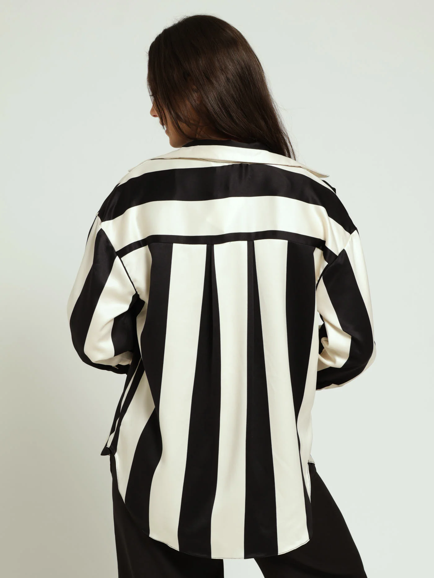 Wide Stripe Button Through Shirt - White/Black - Image 3