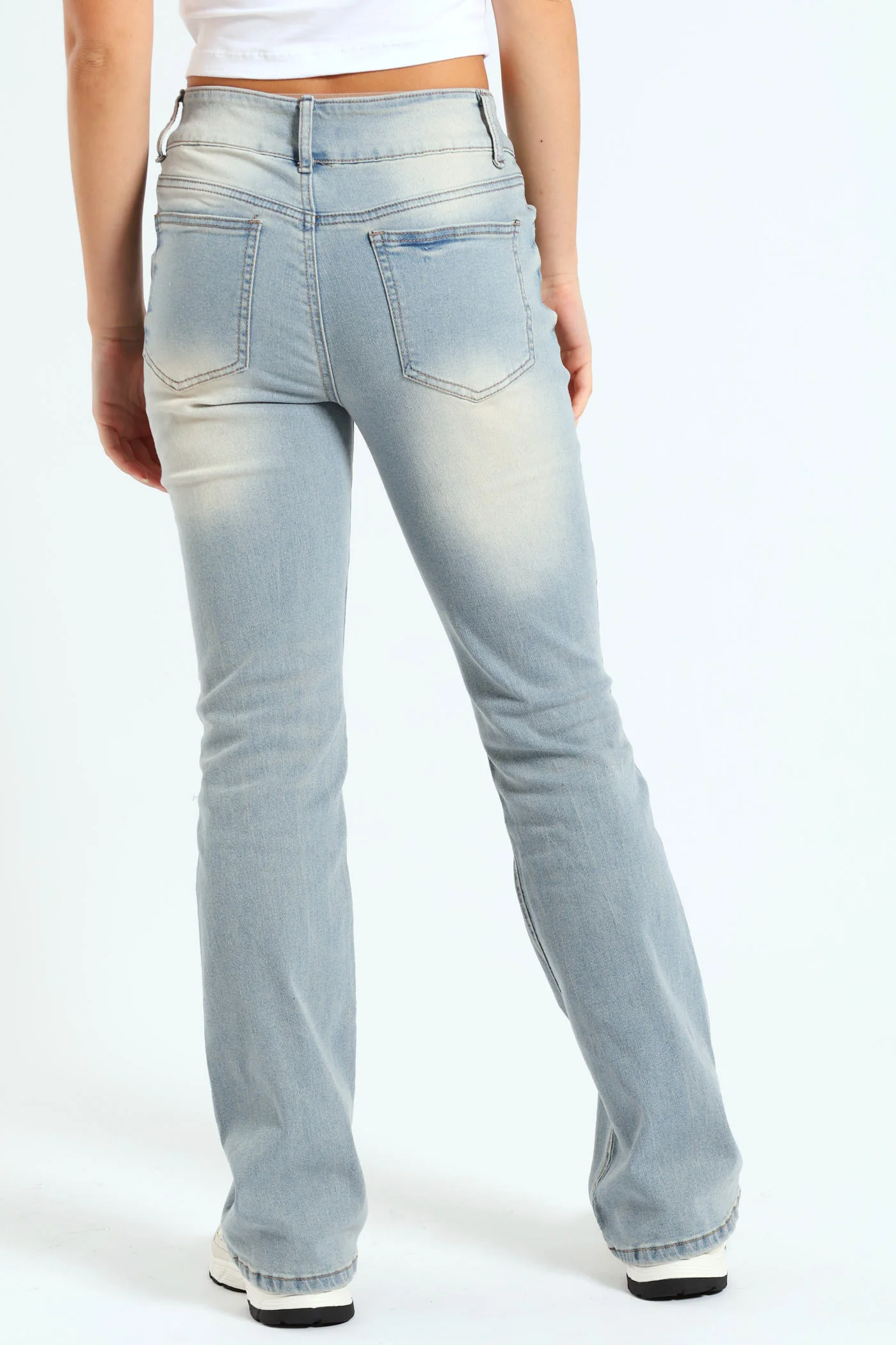 Wide Waistband Kimble Crease Boot Cut Jean - Tea Stain - Image 4