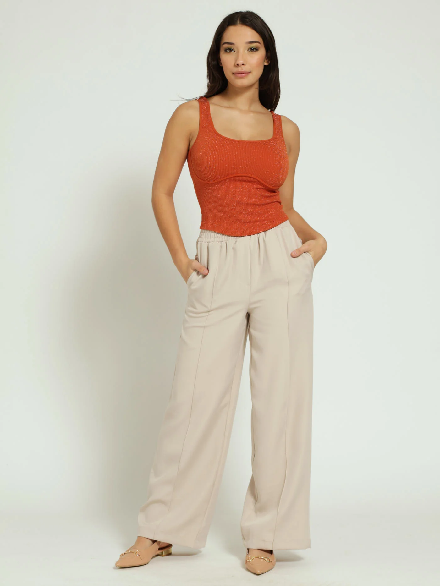 Wideleg Barbi Pants - Stone - Image 4