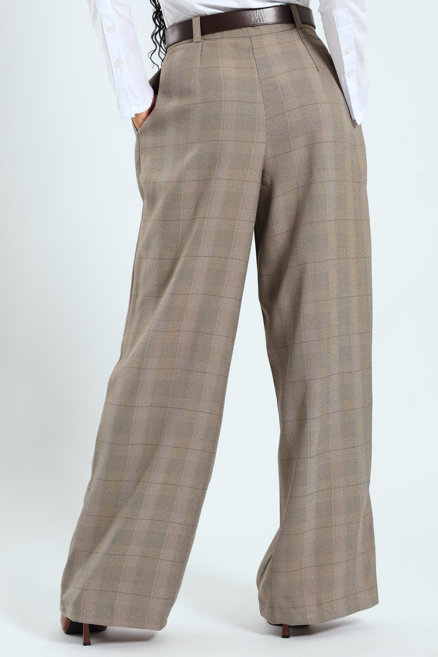 Wideleg Belted Check Pants - Check - Image 6