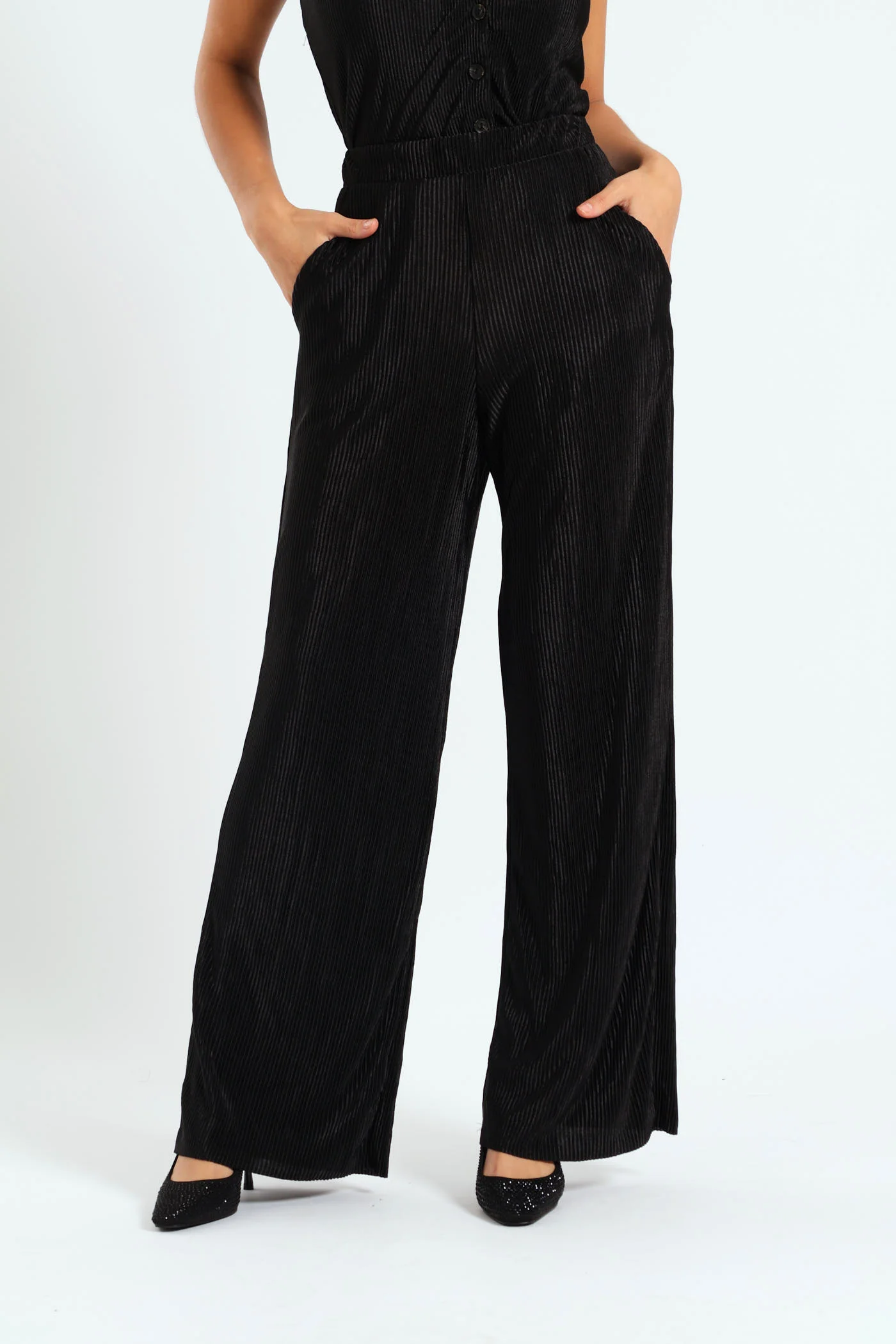 Wideleg Bodre Pants - Black