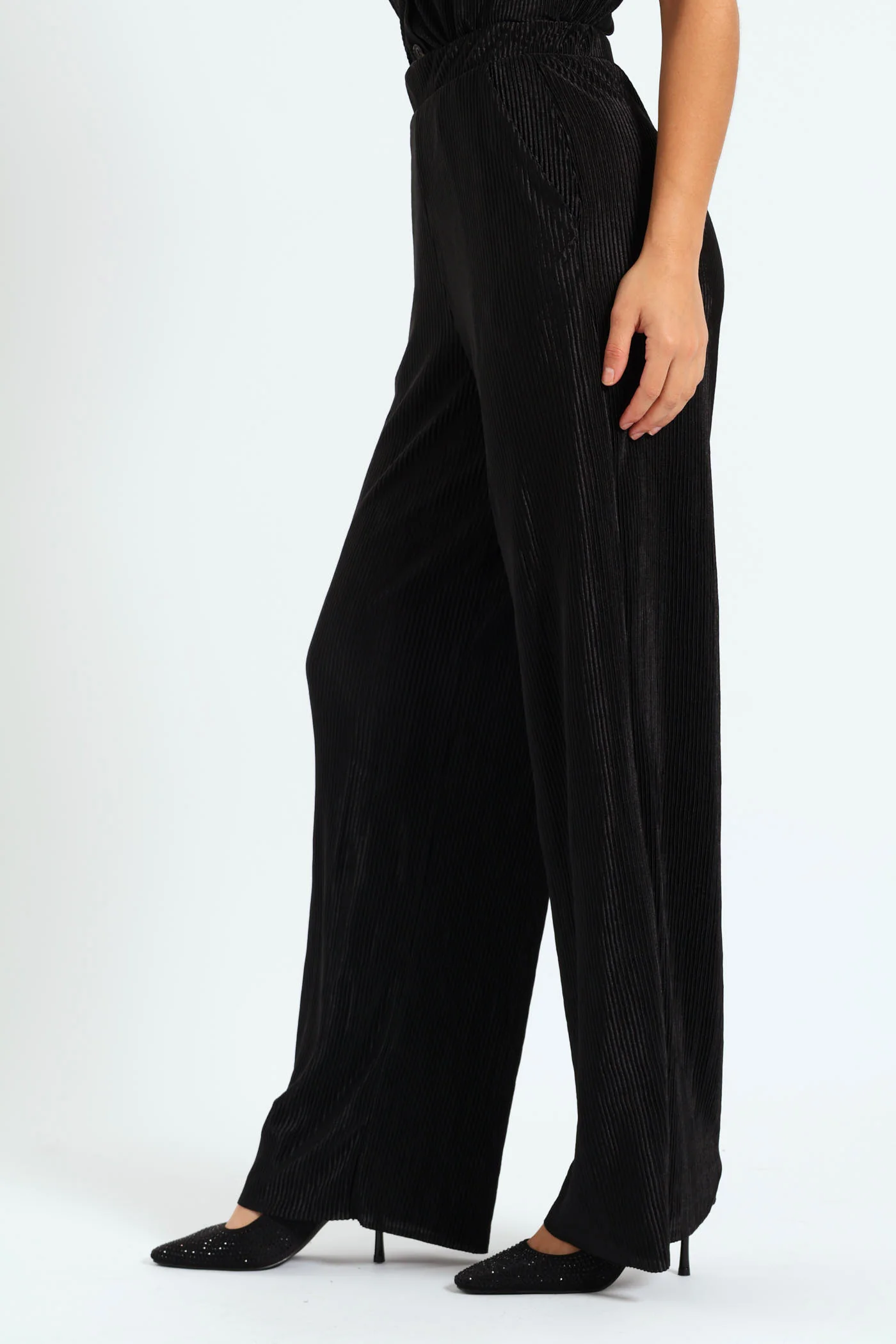 Wideleg Bodre Pants - Black - Image 3