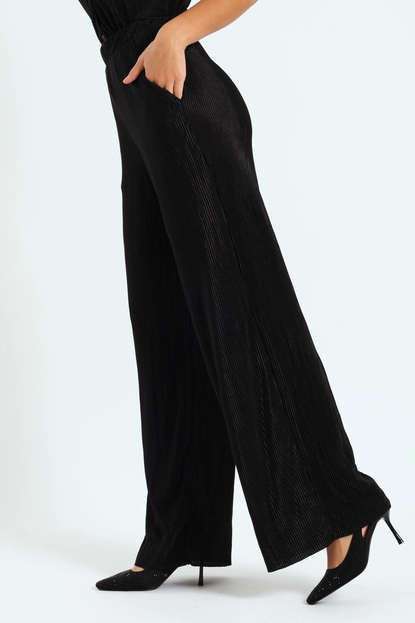 Wideleg Bodre Pants - Black - Image 4