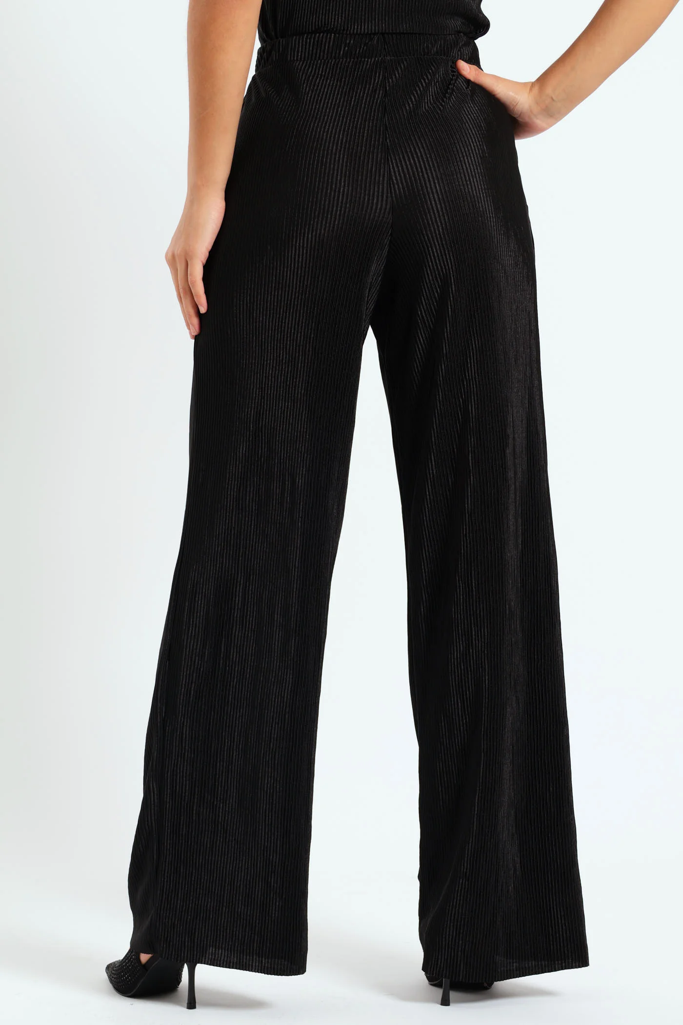 Wideleg Bodre Pants - Black - Image 5