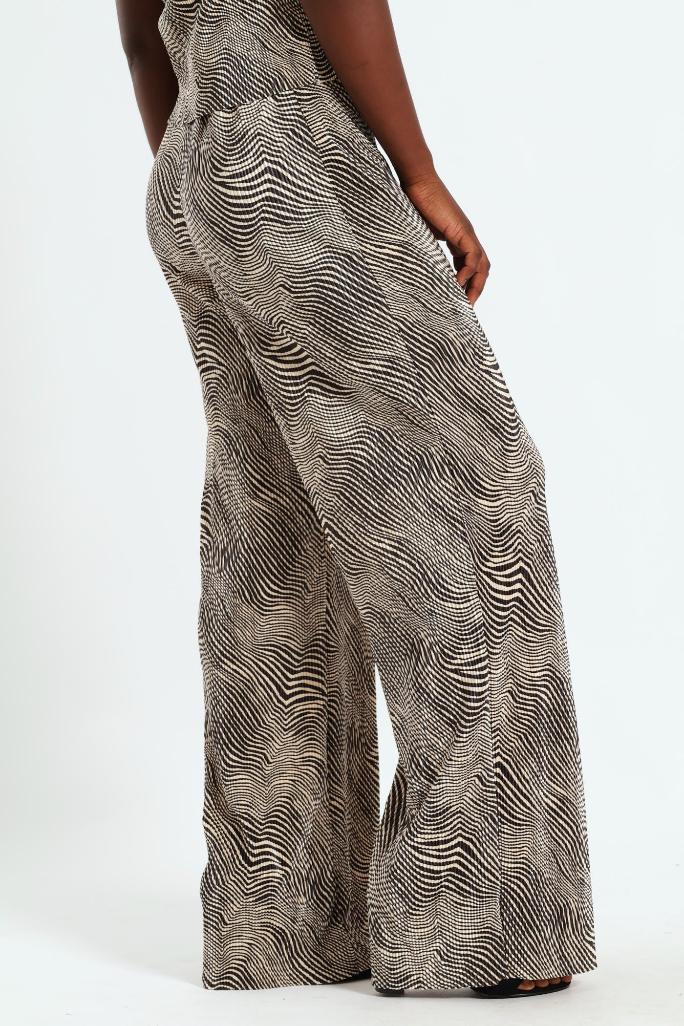 Wideleg Bodre Pants - Black/Cream - Image 3