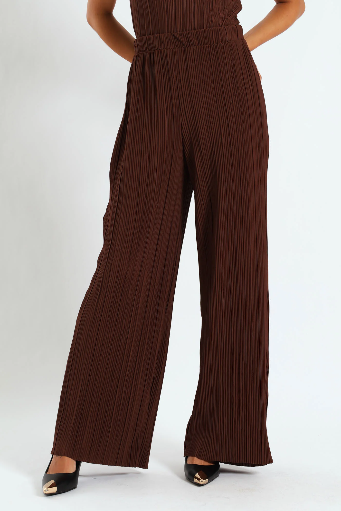 Wideleg Bodre Pants - Brown