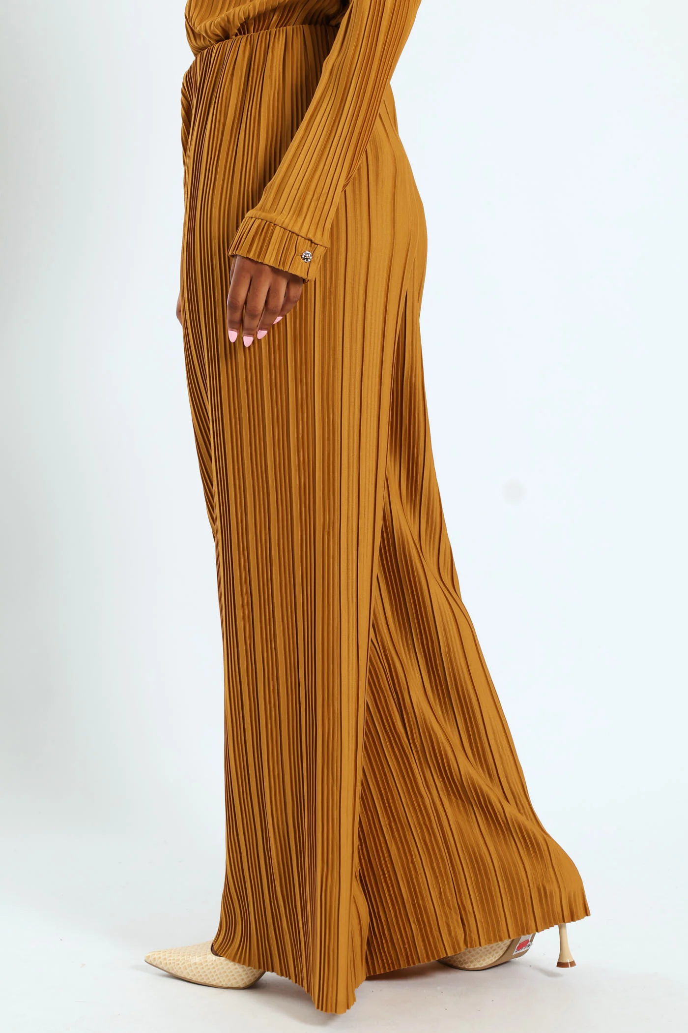 Wideleg Bodre Pants - Mustard - Image 3