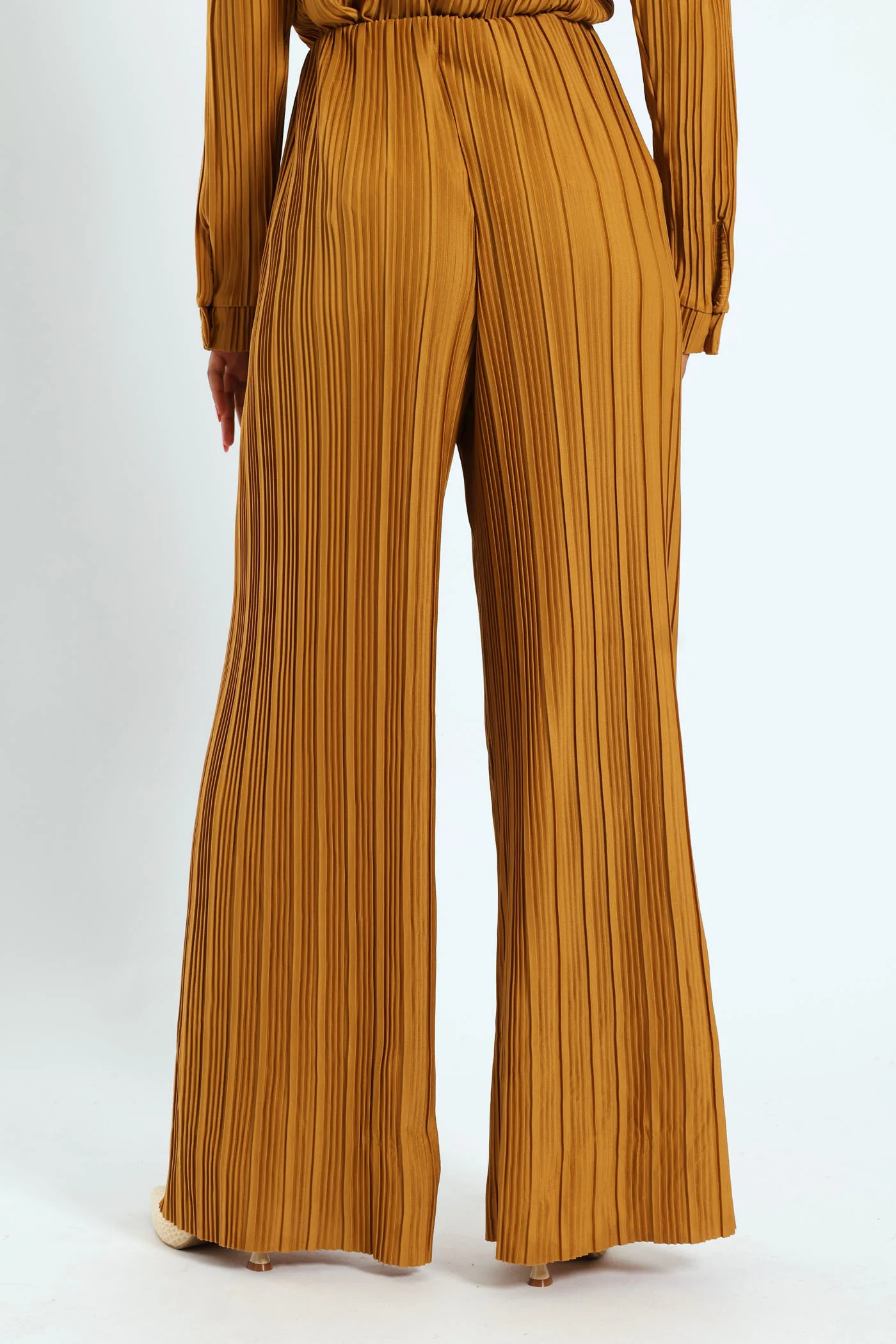 Wideleg Bodre Pants - Mustard - Image 5
