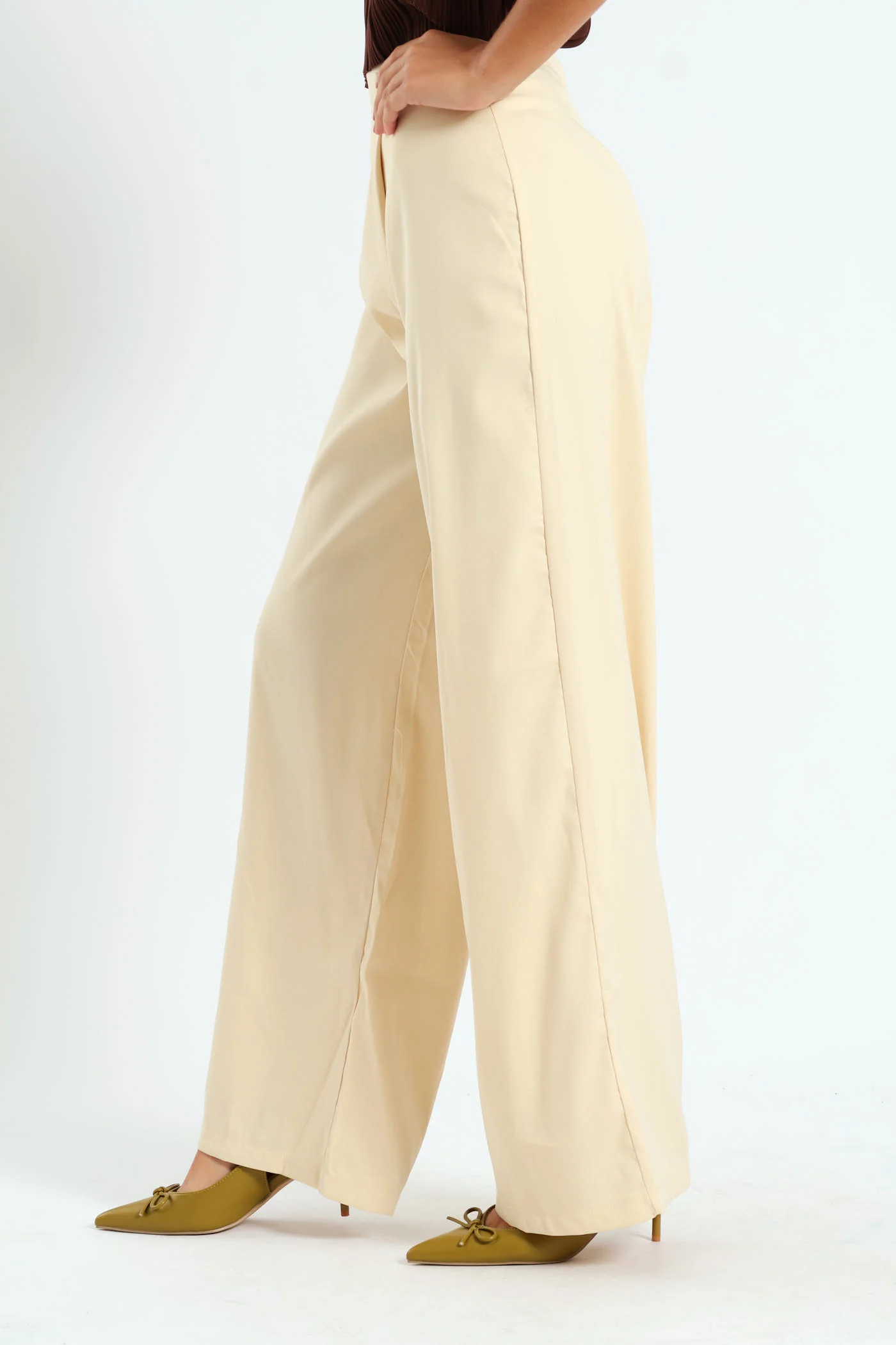 Wideleg Linen Wrap Pants - Nude - Image 2