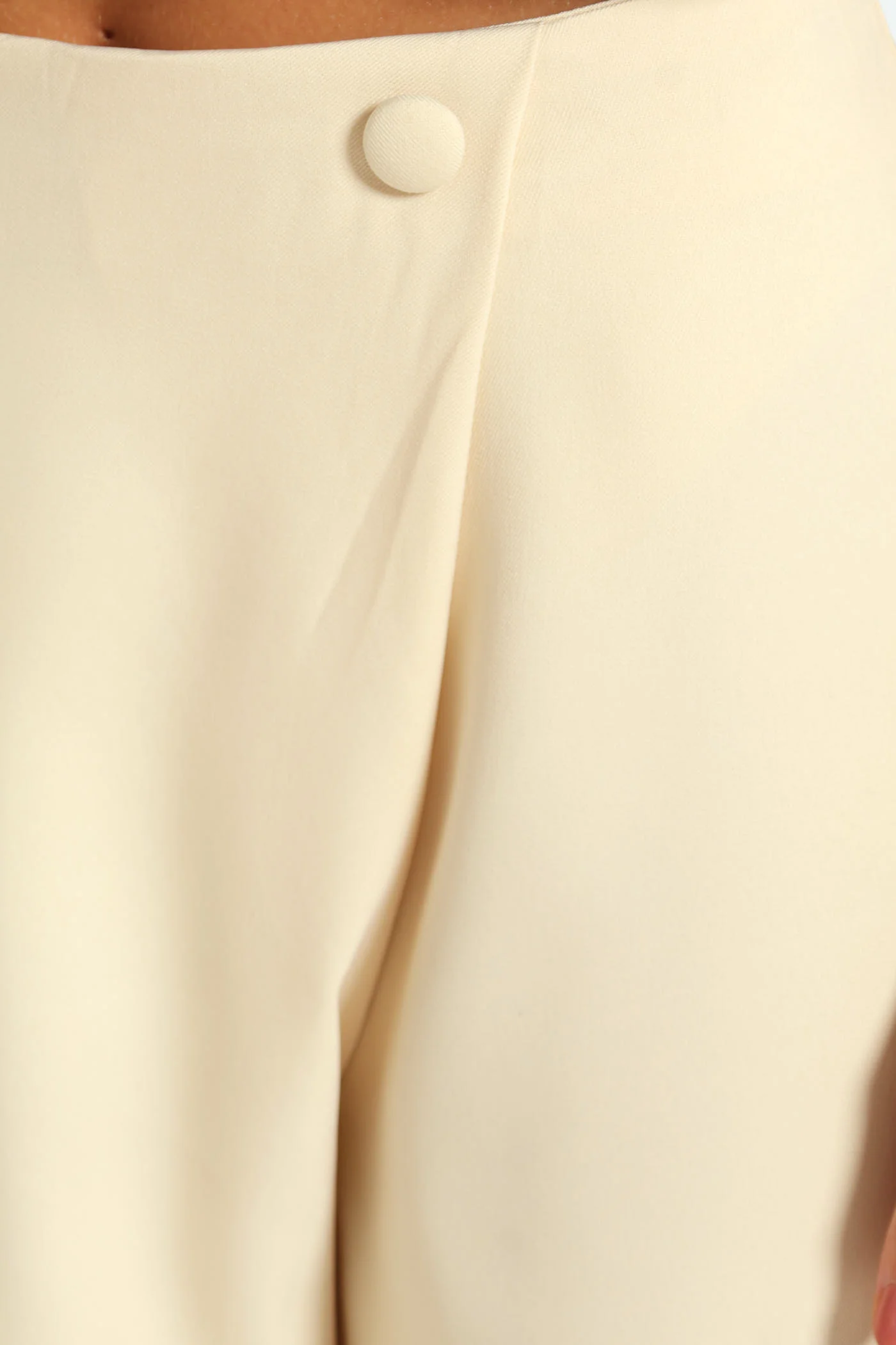 Wideleg Linen Wrap Pants - Nude - Image 4