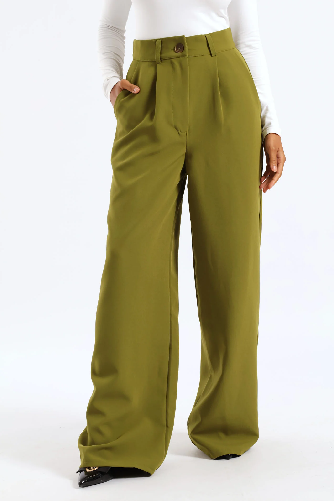 Wideleg Pants - Avocado