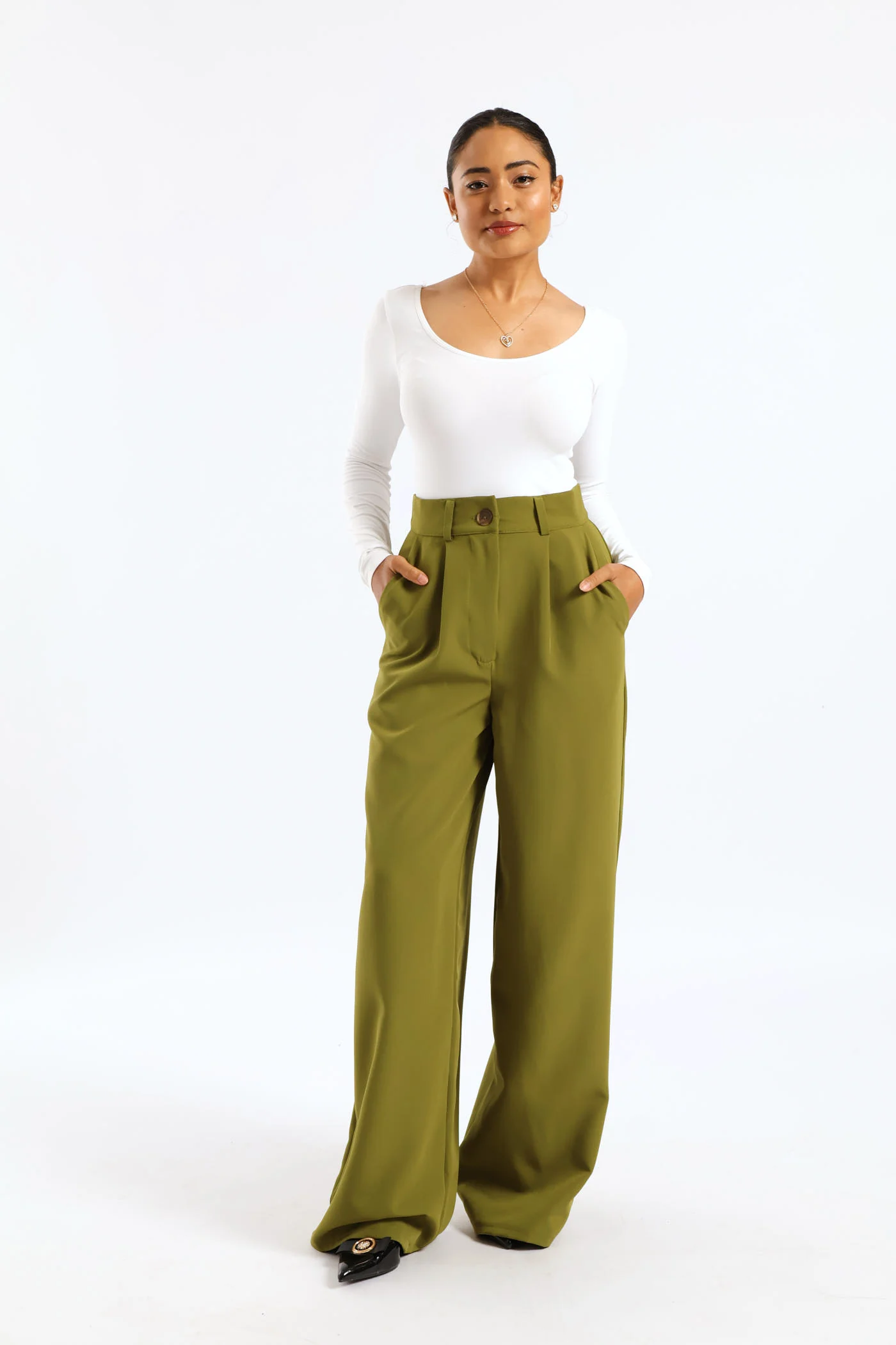 Wideleg Pants - Avocado - Image 2