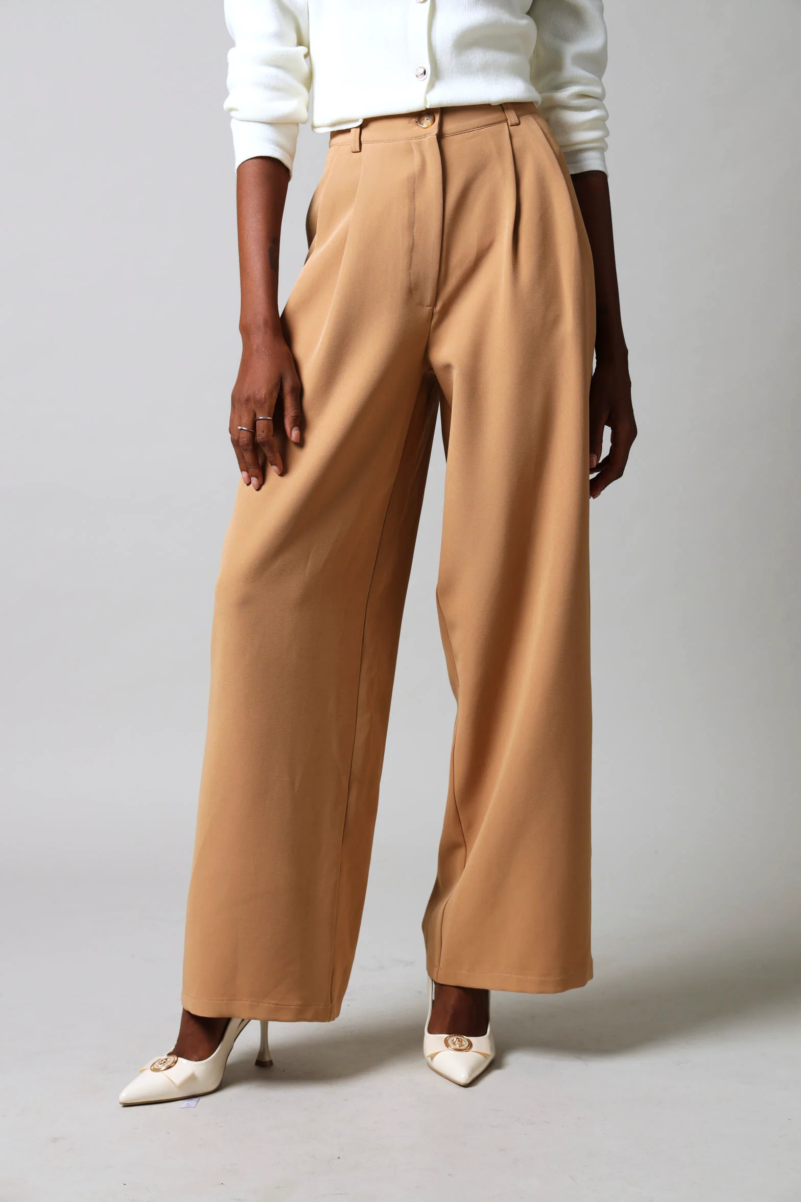 Wide Leg Pants - Tan