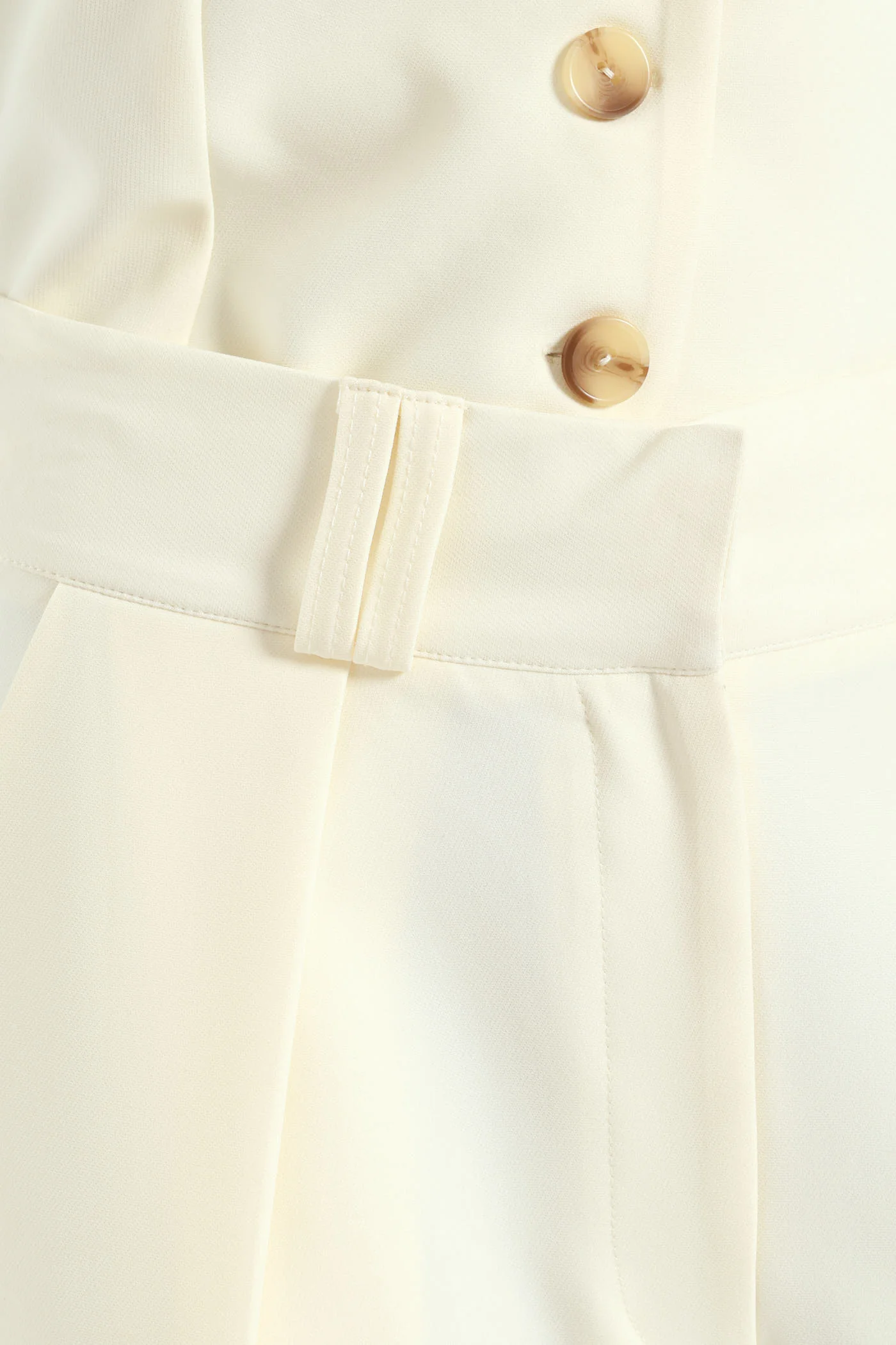 Wideleg Pants With Pleat Detail - White - Image 4