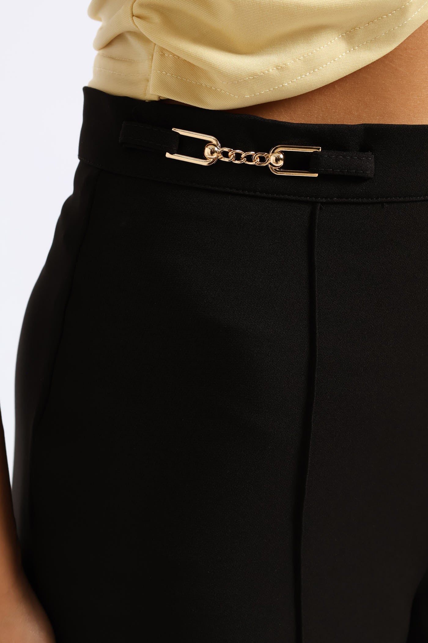 Wideleg Pants With Trim - Black - Image 4