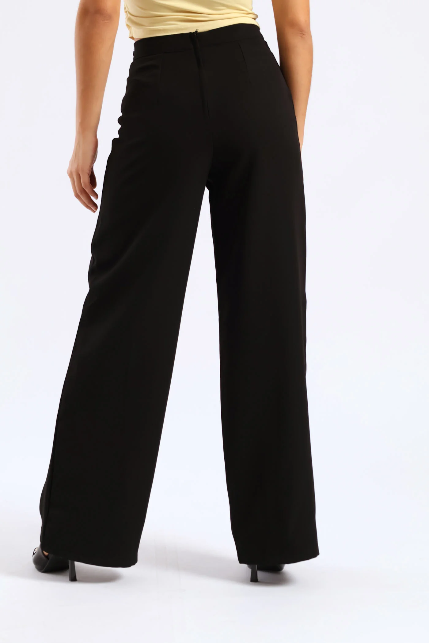 Wideleg Pants With Trim - Black - Image 5