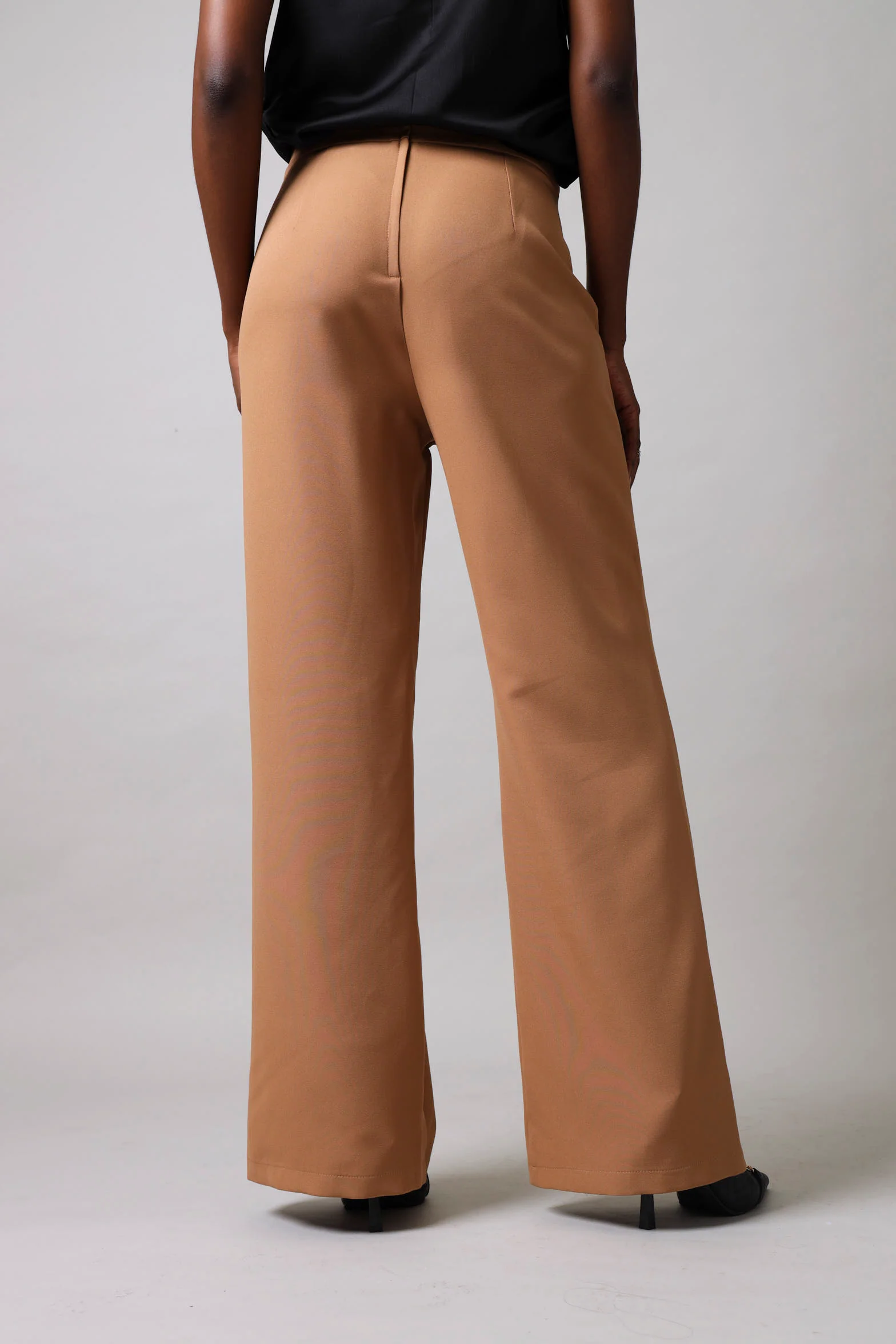 Wide leg Pintuck Pants - Tan - Image 5