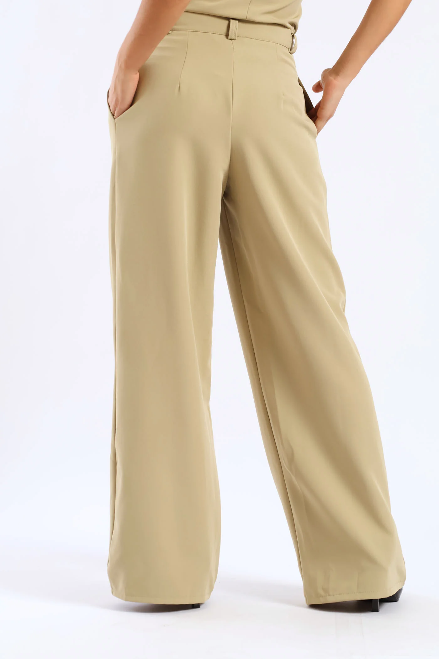 Wideleg Pleat Detail Pants - Sage - Image 6
