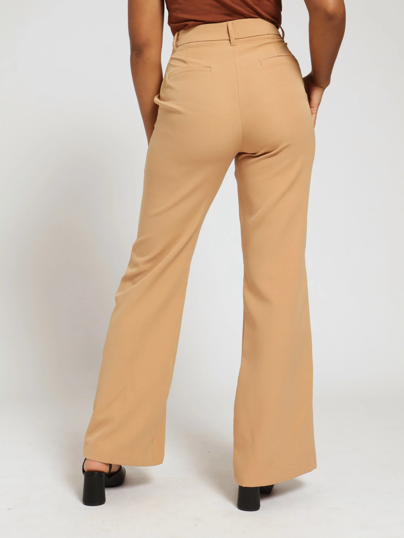Wideleg Pleat Front Pants - Tan - Image 3