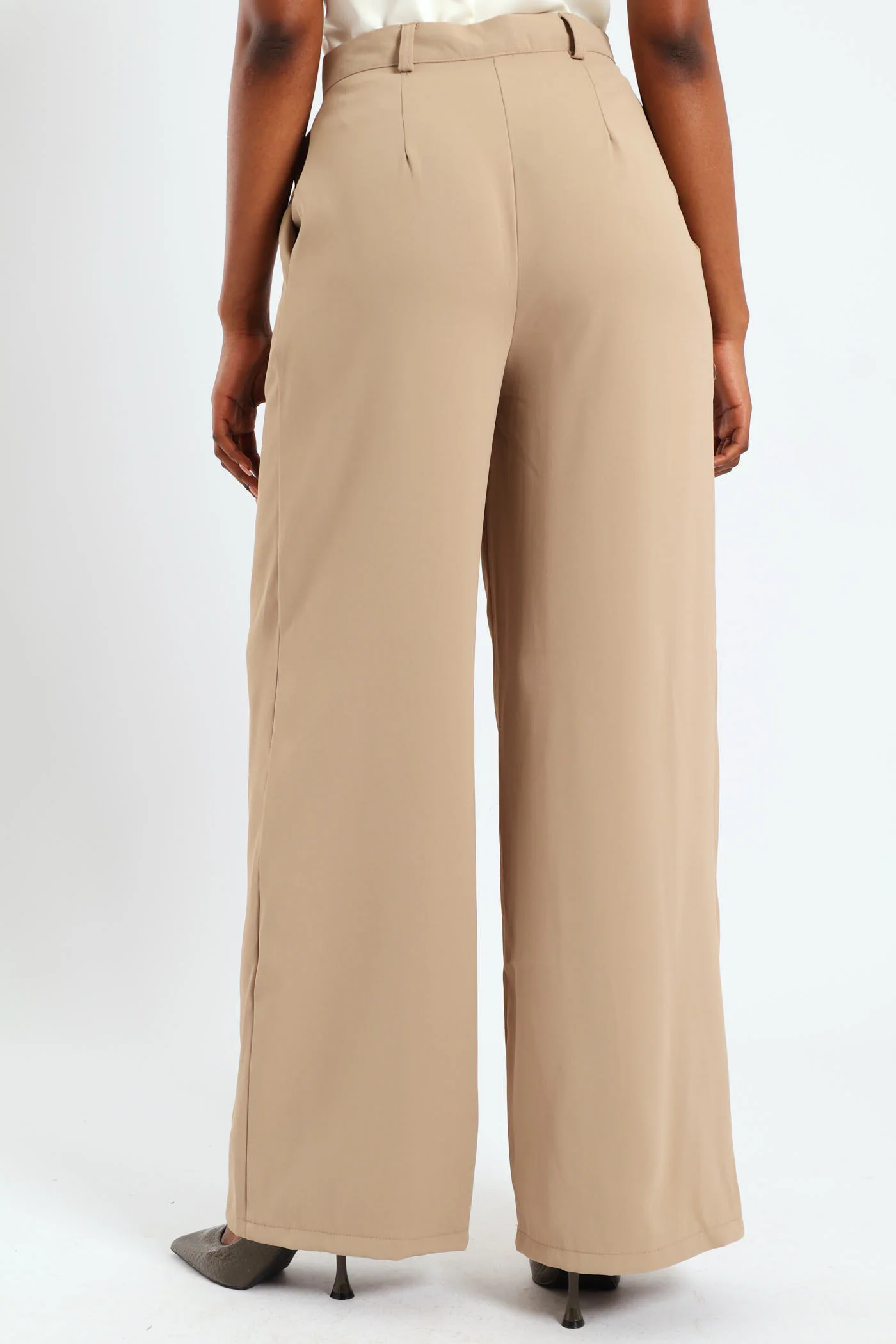 Wideleg Pressed Crease Pants - Nude - Image 6