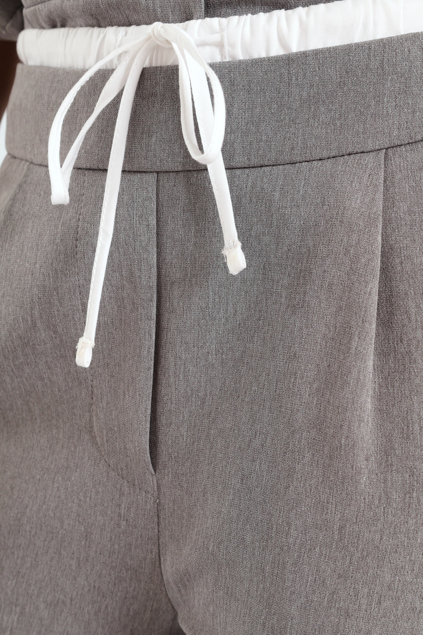 Wideleg Tuxedo Pants - Grey Melange - Image 4