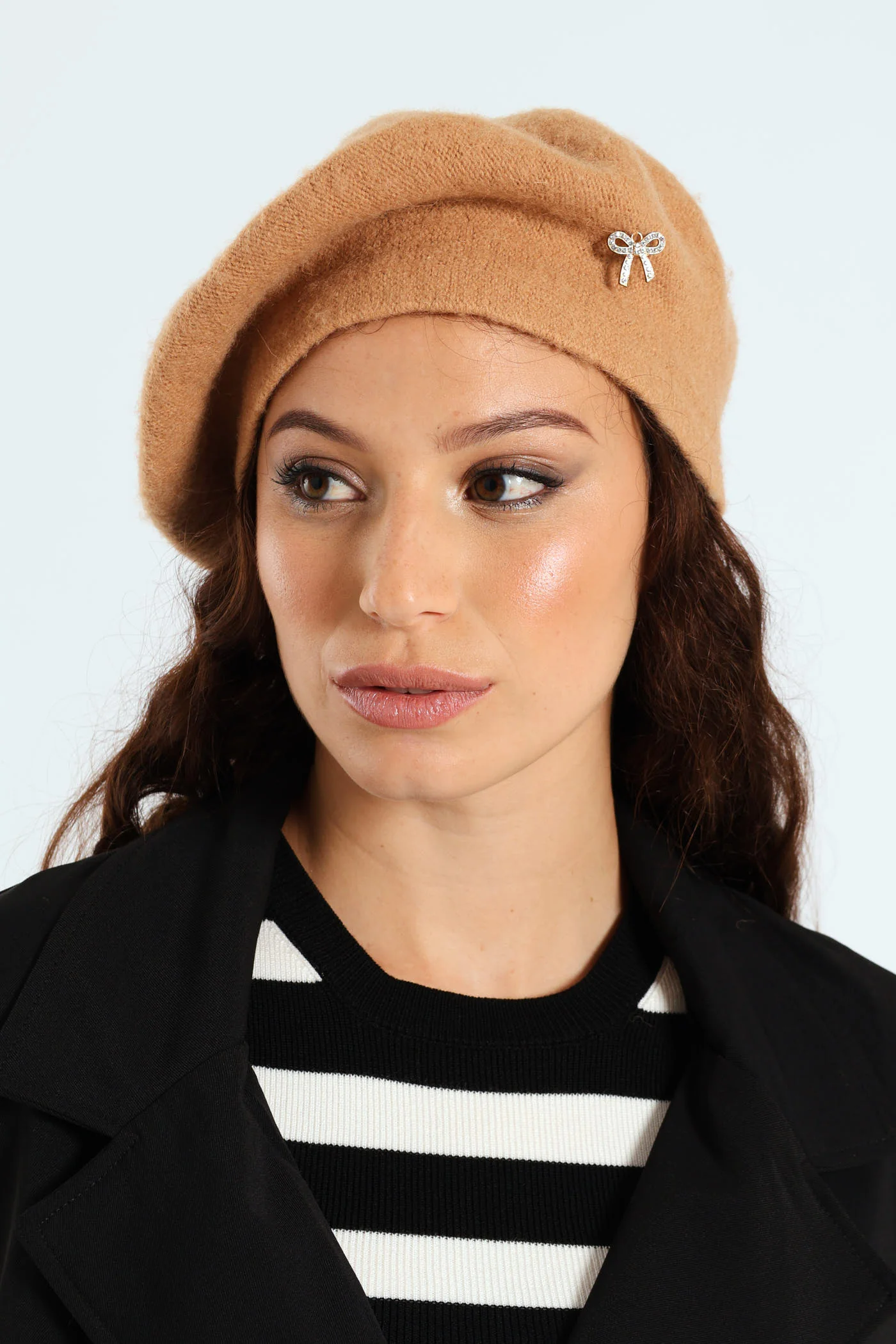 Woolen Beret Hat - Tan - Image 3