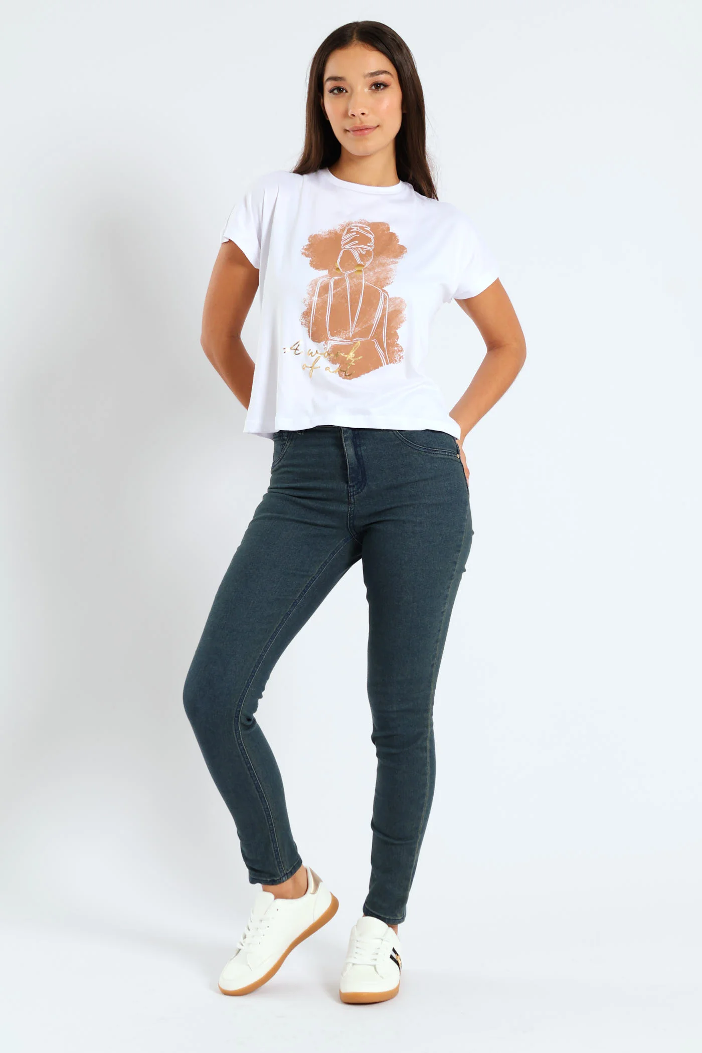 Work Of Art Extended Shoulder Tee - White - Image 2