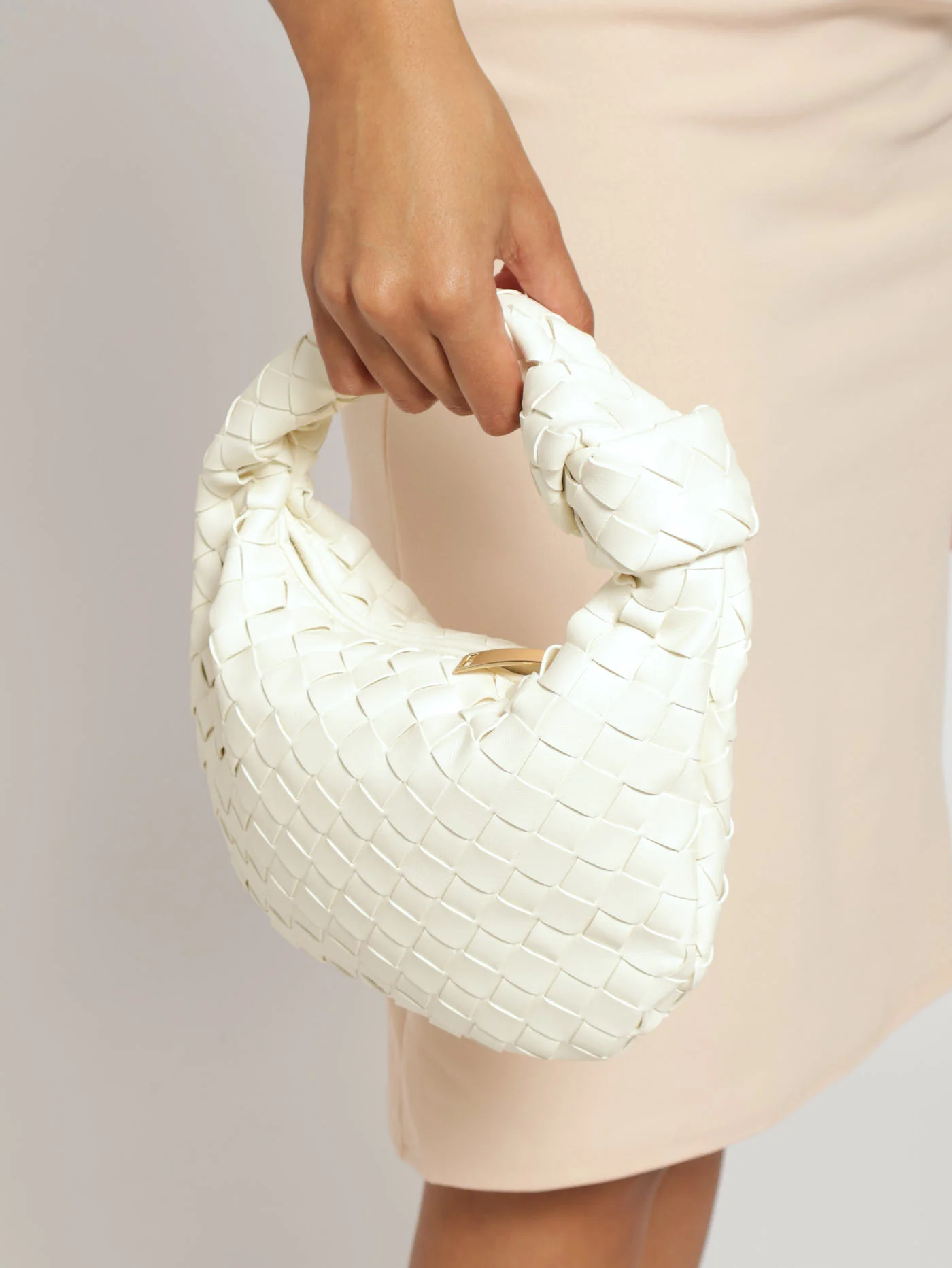 Woven Baguette Bag - White - Image 3