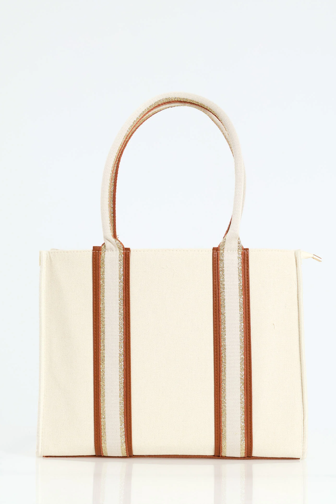 Woven Detail Everyday Tote Bag - Nude - Image 3