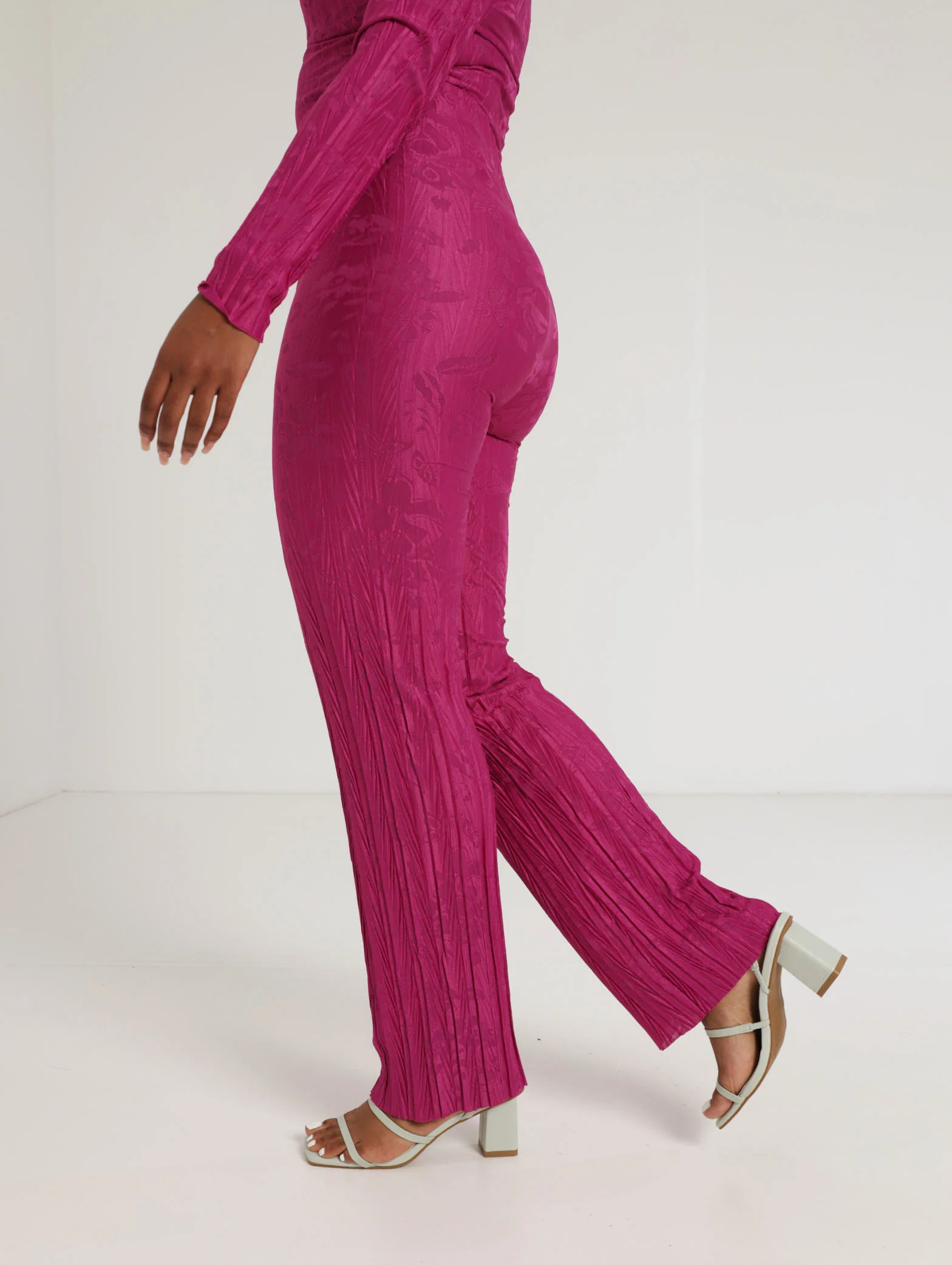 Woven Jacquard Pants - Pink - Image 2