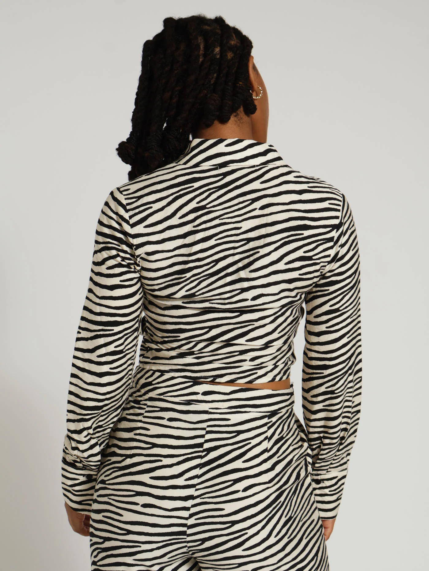 Wrap Over Collared Blouse - Animal - Image 3
