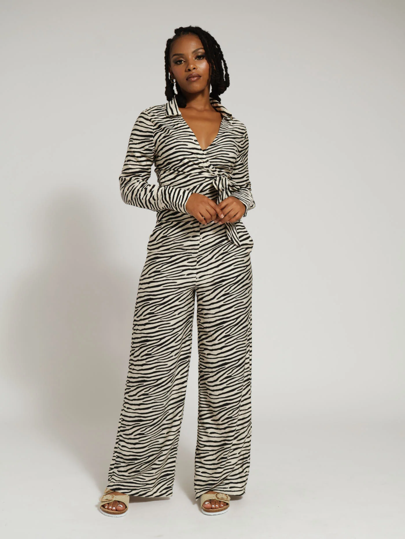 Wrap Over Collared Blouse - Animal - Image 4