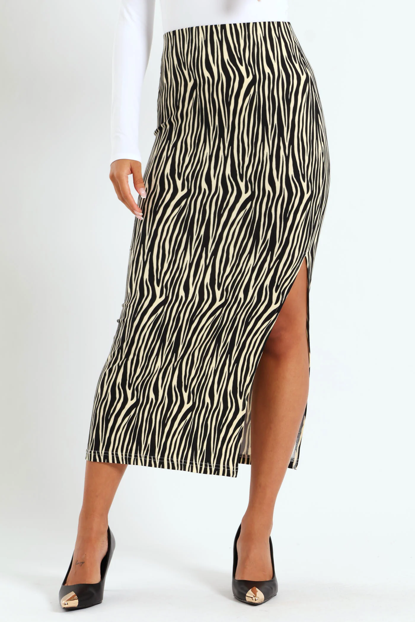Zebra Maxi Skirt - Black