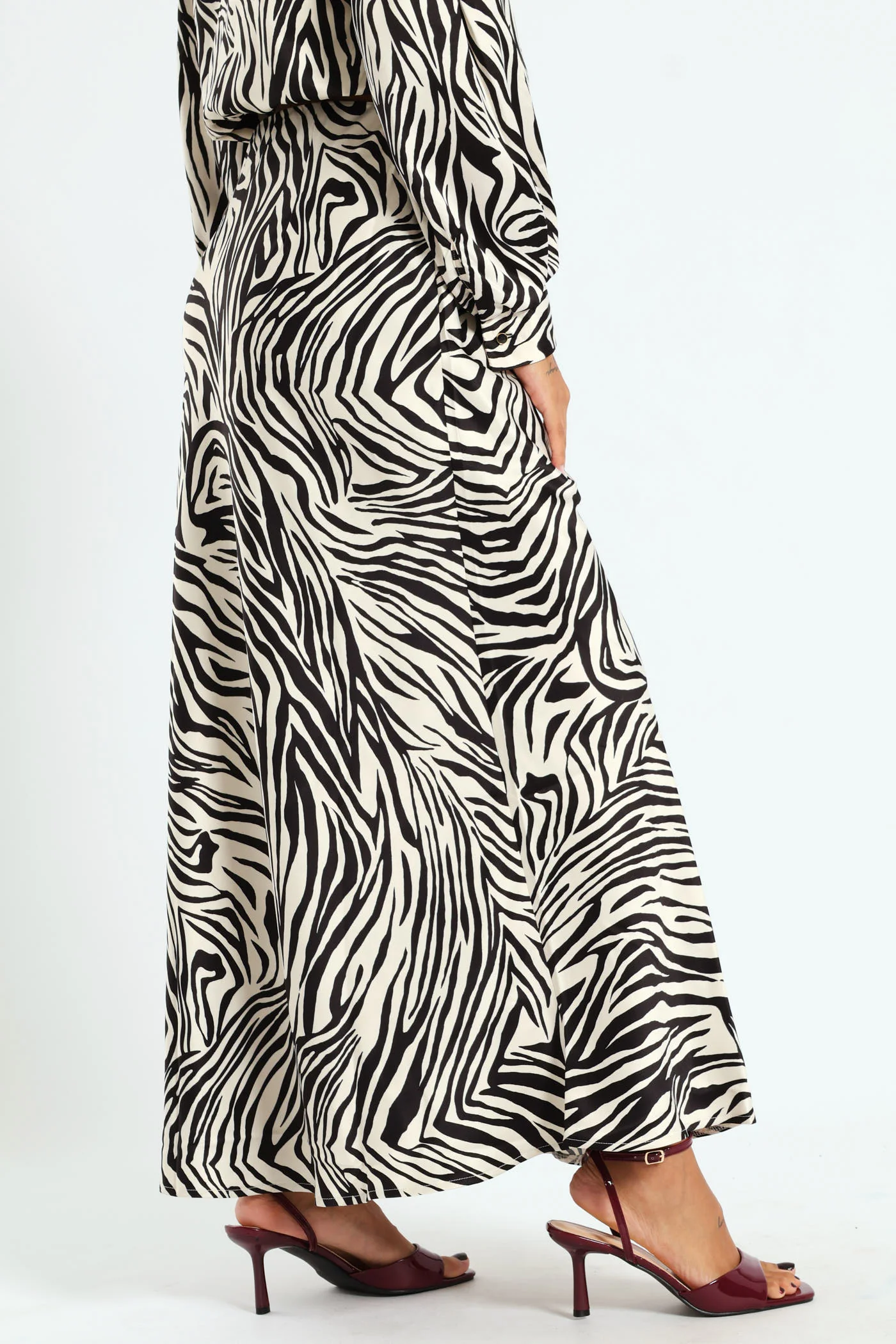 Zebra Print Slip Skirt - Black/Cream - Image 3