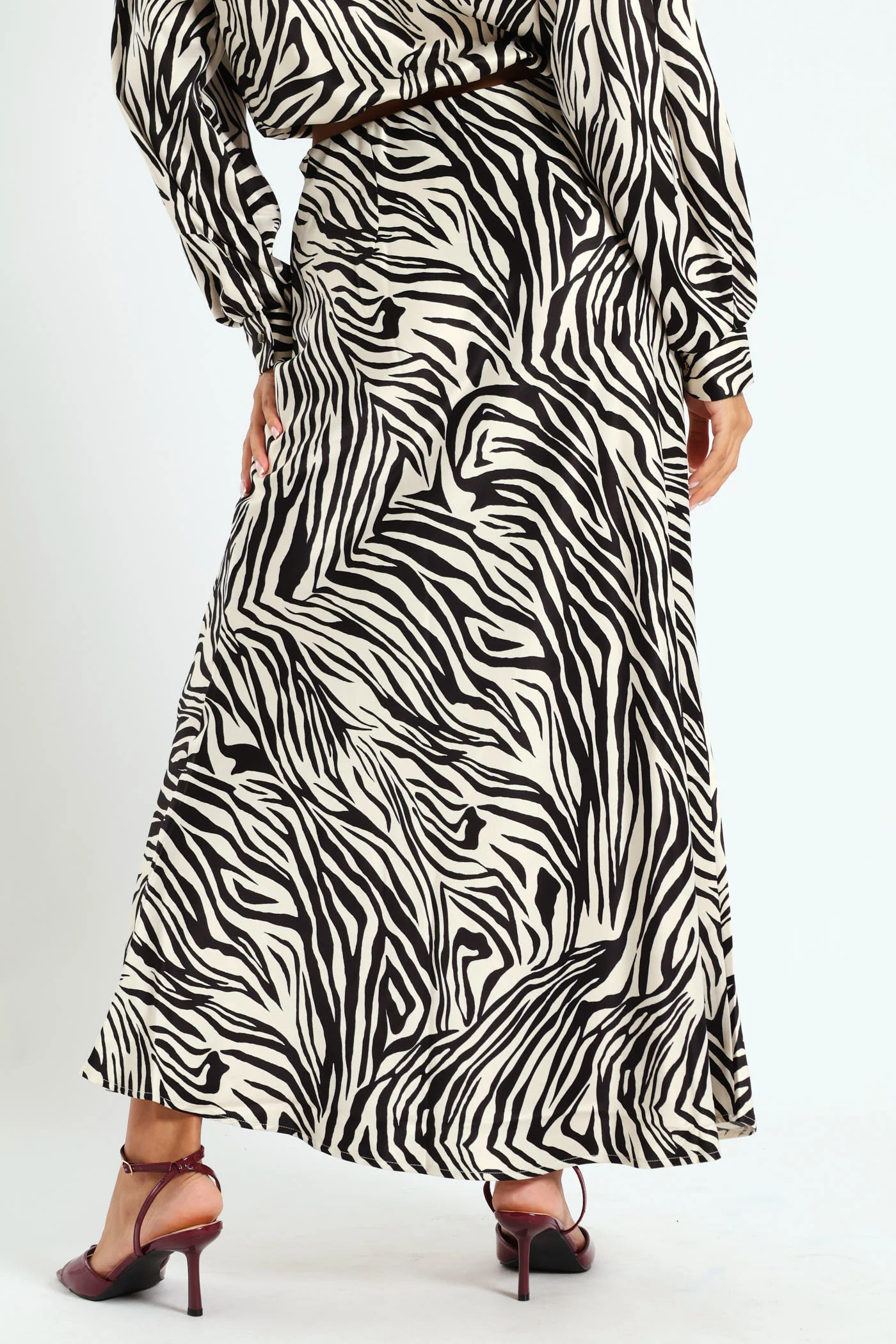 Zebra Print Slip Skirt - Black/Cream - Image 4