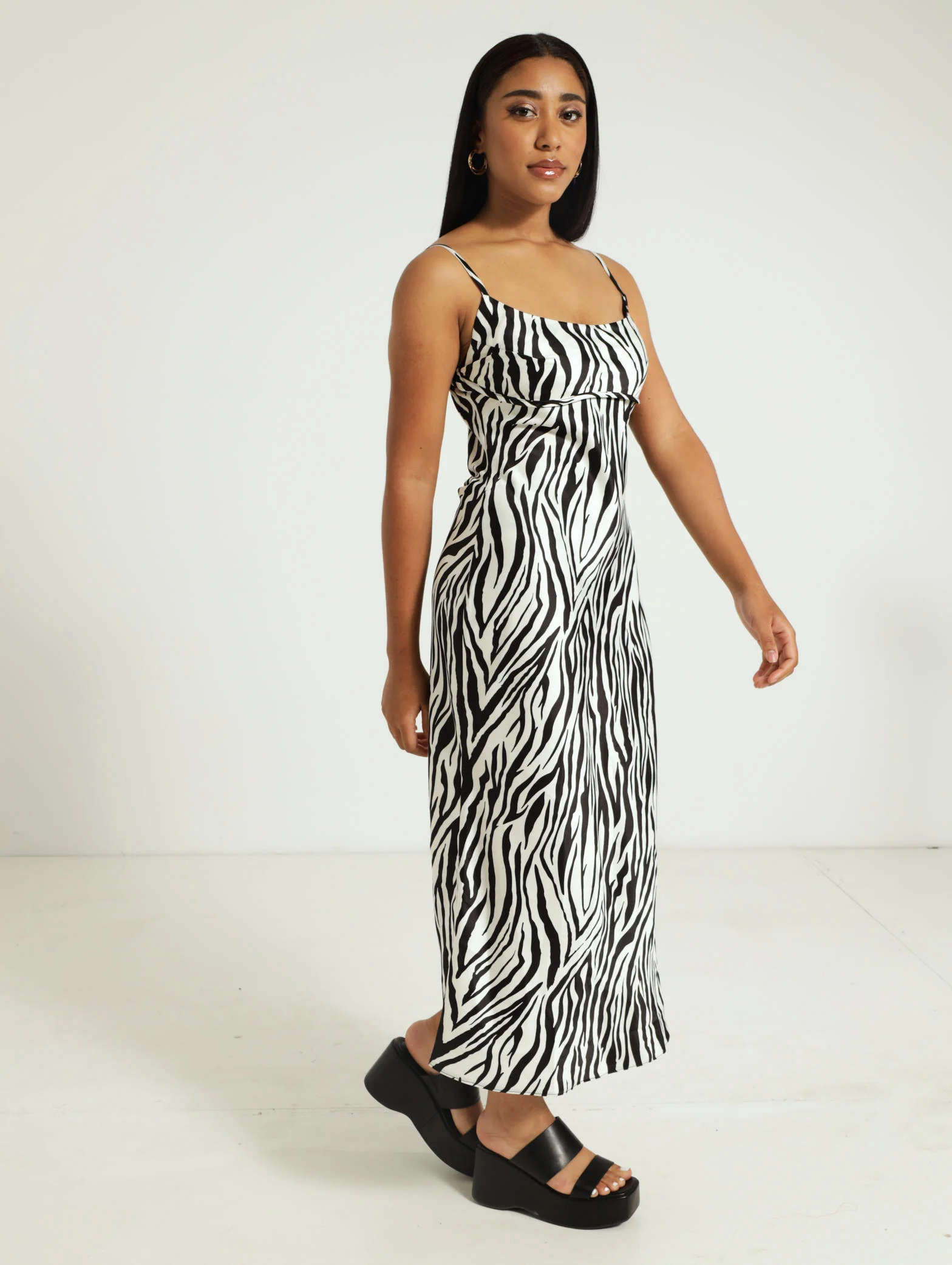 Zebra Strappy Slip Dress
