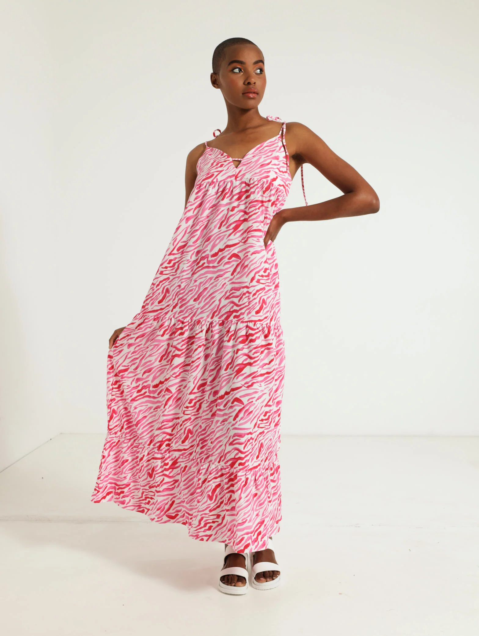 Zebra Tiered Maxi Dress