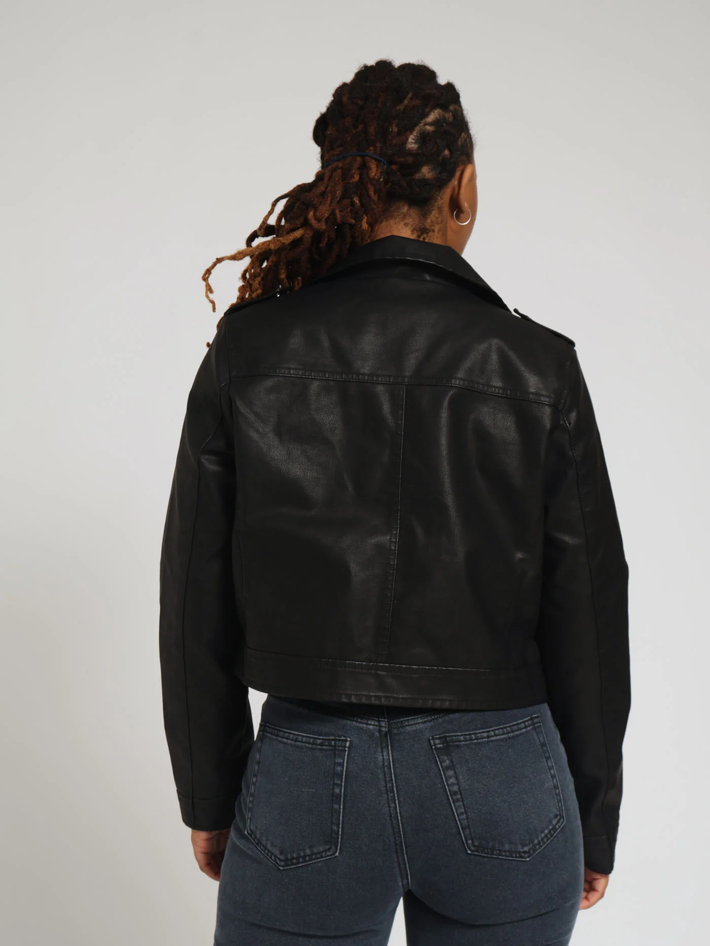 Zip Detail Biker Jacket - Black - Image 3