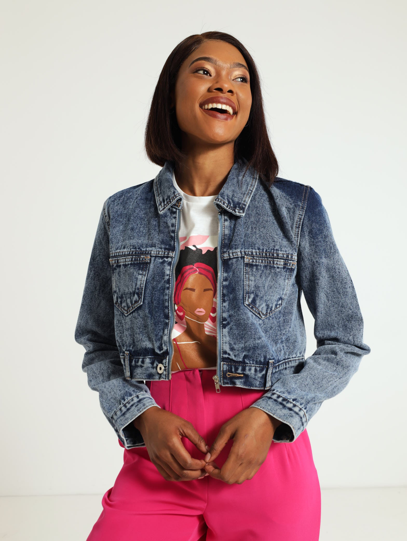 Zip Front Denim Jacket