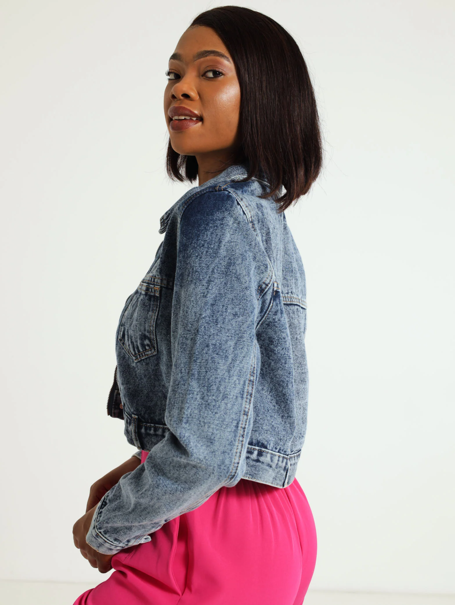 Zip Front Denim Jacket - Image 2