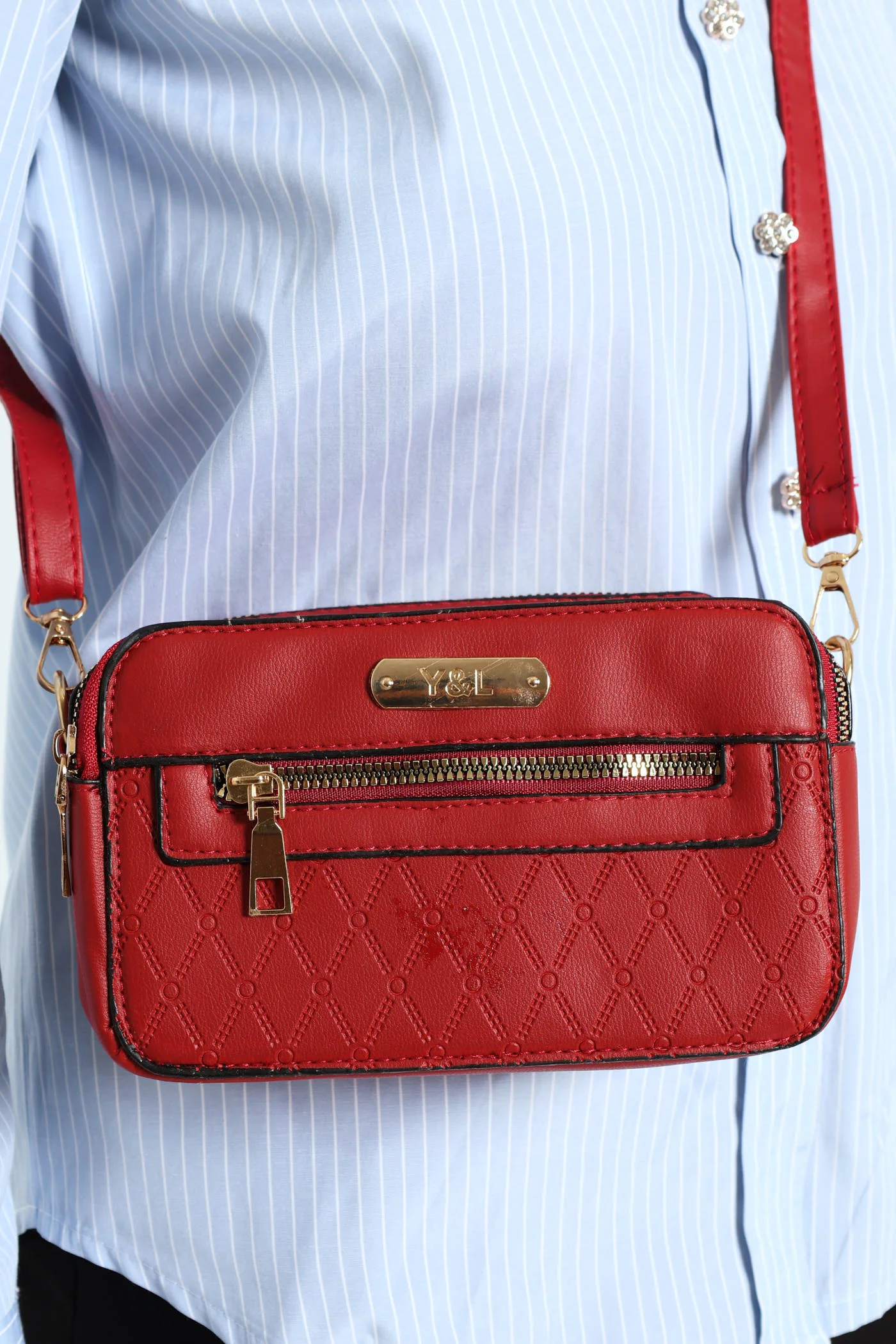 Zip Front Messenger Bag - Maroon
